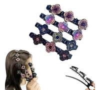 Simtplicity Sparkling Crystal Stone Braided Hair Clips Availablek Crystal Stone Braided Hair Clips for Women Beneath Clips Rhinestone Flower Hair Clip (4Pcs-I)