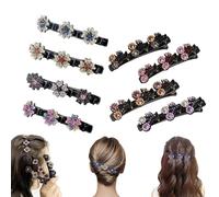 Simtplicity Sparkling Crystal Stone Braided Hair Clips Availablek Crystal Stone Braided Hair Clips for Women Beneath Clips Rhinestone Flower Hair Clip (8Pcs-C)