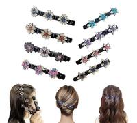 Simtplicity Sparkling Crystal Stone Braided Hair Clips Availablek Crystal Stone Braided Hair Clips for Women Beneath Clips Rhinestone Flower Hair Clip (8Pcs-B)