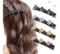 Simtplicity Sparkling Crystal Stone Braided Hair Clips Availablek Crystal Stone Braided Hair Clips for Women Beneath Clips Rhinestone Flower Hair Clip (4Pcs-C)