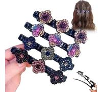 Simtplicity Sparkling Crystal Stone Braided Hair Clips Availablek Crystal Stone Braided Hair Clips for Women Beneath Clips Rhinestone Flower Hair Clip (4Pcs-B)