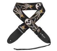 Simtyso Adjustable Soft Leather Thick Strap Skull Style for Electric Acoustic Guitar Bass Guitar