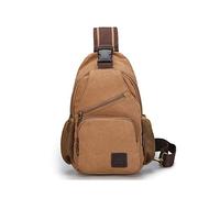 SIMU Sling Bag Pack Canvas Shoulder Sling Backpack Small Crossbody Chest Bag for ipad mini - brown - ONE_SIZE