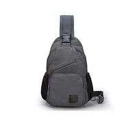 SIMU Sling Bag Pack Canvas Shoulder Sling Backpack Small Crossbody Chest Bag for ipad mini, Large Grey, One Size