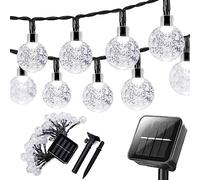 Simuk Collection 50 LED 10M Waterproof String Lights Solar Powered Crystal Ball 8 Lighting Modes Decorative Lights for Garden Patio Yard Home Christmas Parties Wedding Festival Decoration (Cool White)