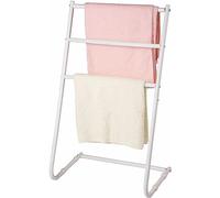 SIMUK COLLECTIONS 3 Tier Towel Rails Space-Saving Towel Holder Free Standing & Toilet Roll Combo 3 Bar Curved Shape Towel Stand Efficient Drying Rack Metal Towel Rack with Bonus Scarf Storage (WHITE)