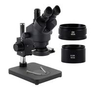 Simul Focal Industrial Trinocular Stereo Microscope Magnification Continuous Zoom 7X - 45X For LAB Phone PCB Repair Soldering (Color : With 0.5x 2.0x)