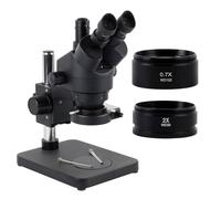 Simul Focal Industrial Trinocular Stereo Microscope Magnification Continuous Zoom 7X - 45X For LAB Phone PCB Repair Soldering (Color : With 0.7x 2.0x)