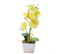 Simulated 5 Head Phalaenopsis Potted Plant for Home and Office Decoration, Artificial Orchid with Realistic Design, for Weddings and Parties (yellow)
