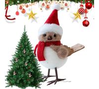 Simulated Bird Decoration - 10cm Feathered Birds - 10g Robin Bird | Artificial Foam Birds with Red Scarf & Hat | Christmas Tree Hanging Ornaments for Holiday Decor, Party Decoration & Home Accents