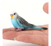 Simulated Budgie Parrot, Miniature Garden Bird Figurines, Budgerigar Model Plastic Animal Sculpture Cartoon Tabletop Parrot Ornament Garden Outdoor Room & Desk Decor (Blue)