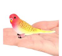 Simulated Budgie Parrot, Miniature Garden Bird Figurines, Budgerigar Model Plastic Animal Sculpture Cartoon Tabletop Parrot Ornament Garden Outdoor Room & Desk Decor (Red2)