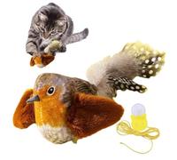 Simulated Chirping Bird Cat Toy - Interactive Toy Bird for Cats, Realistic Chirp Tweet Touch Activated Kitten Cat Exercise Toys, Cute Catnip Toys for All Breed Durable Portable Lightweight Compact