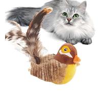 Simulated Chirping Bird - Plush 14 x 7 cm | Flappy Bird Cat Toy | Interactive Singing Bird Toy with Feathered Tail | Touch-Activated Melody Chaser Toy, With The