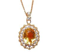 Simulated Citrine Jewelry Set for Women Pave Set Ring Pendant Earrings Necklace Suitable for Festivals
