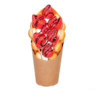 Simulated Egg Waffle Display 10cm Wide Bakery Decor(strawberry ice cream) | polyurethane build, resists fading and bending, designed for repeated handling, long term display use