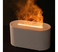 Simulated Flame Humidifier Diffuser, Ultra-quiet Automatic Shut-off Essential Oil Diffuser, Intelligent Timing Desktop For Home(White)