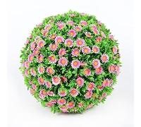 Simulated Flowers and Grass Ball, 10 cm Inner / 25 cm Outer Diameter, Artificial Floral Decor, Lightweight & Long-Lasting, for Home and Wedding Decoration(rosy)