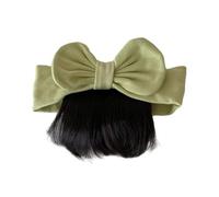 Simulated Hair Headband Baby Wig with Bow Design Realistic Material Secure Elastic Strap Infant Accessory Newborn Soft Headwear Green