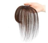 Simulated Hair Toppers with Bangs, Thin Real Fringe Hair Pieces, Women Air Thinning Hairpieces Daily Wear(4x6 Dark Brown)