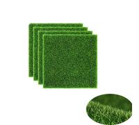 Simulated lawn,4 Pcs 15x15cm Artificial Lawn Artificial Grass Mat Miniature Garden Ornament Dollhouse Decoration Realistic Looking Fake Grass rug for DIY Dolls House Garden and Turf Micro Landscape