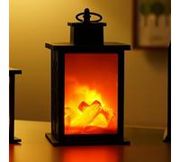 Simulated LED Fireplace Lantern Battery Powered Flameless Light With Simulation Flame Table Decorative Lamp Mini Fireplace Ornament for Cozy Home Decor Free Standing Electric Log Burner