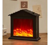 Simulated LED Fireplace Lantern USB & Battery Powered Flameless Light With Simulation Flame Table Decorative Lamp Mini Fireplace Ornament for Cozy Home Decor Free Standing Electric Log Burner
