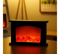 Simulated LED Fireplace Lantern USB & Battery Powered Flameless Light With Simulation Flame Table Decorative Lamp Mini Fireplace Ornament for Cozy Home Decor Free Standing Electric Log Burner