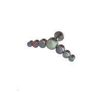 Simulated Opal Curve Crescent Ear Stud, ASTM F136 Titanium, 16g, Internally Threaded Flat Back, for Tragus, Helix, Conch (0.8, Centimeters)