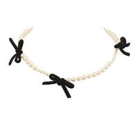 Simulated Pearl Design, Sterling Silver Butterfly Necklace With Clear Window Display Box, Velvet Bow, 13 In Adjustable, Stylish Jewelry For Any Occasion