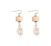 Simulated Pearl Earrings - Oversized Round Bead Studs, Hoop Dangle, Oval Statement Drops, Base Metal, Wood, Fresh Water Pearl, No Gemstone
