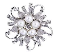 Simulated Pearl Flower Rhinestone Wedding Brooch Crystal Corsage Collar Pin Brooch Women Dress Scarf Clothing Accessories Jewelry Gift For Bride Girl Women