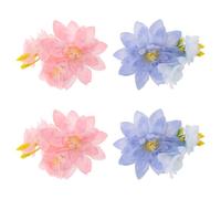 Simulated Peony Flower Hair Clip 4pcs Cloth Plastic Metal