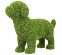 Simulated Puppy Ornaments Green Flocking Dog Figurine for Garden Decoration Outdoor Patio Lawn Decor