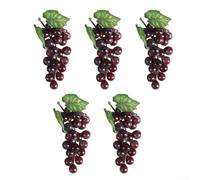 Simulated PVC Grape Bunch, 5Pcs Artificial Grape Bunch 24 Grapes About 16Cm Long For Table Centerpieces Wedding Party Decoration(purple)
