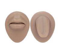 Simulated Silicone Mouth Tongue Model Simulated Human Mouth Lip Tongue Stud Display Model Set (Dark Skin)