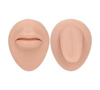 Simulated Silicone Mouth Tongue Model Simulated Human Mouth Lip Tongue Stud Display Model Set (Medium Skin Color)