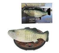 Simulated Singing Fish, 3 Songs, Moving Mouth and Tail, Green Plastic, Battery Operated Novelty Collectible, 35cm