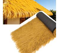 Simulated Thatch Grass Roof, PE Carpet Type Plastic Synthetic Straw Rolls | Artificial Thatch Grass Roll,Fireproof Fake Hay Straw Decor Patio Garden Party(1x15m(39.4x590.6in))