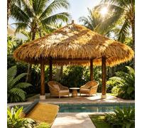 Simulated Thatch Roof Roll Weatherproof Artificial Roofingfor Bar Decor | Yellow Artificial Thatch Roof Roll Plam Thatch Straw Roofing for Garden DIY Craft Outdoor Landscaping Decoration(1x5m)