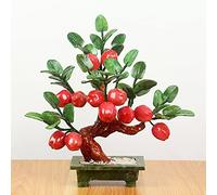Simulated Tree Artificial Bonsai Tree Artificial Green Planting Jade Apple Tree Ornaments for Home Office Decor Desktop Display （Fruit Tree Bonsai） Simulation Tree