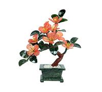 Simulated Tree Artificial Bonsai Tree Chinese Style Jade Bonsai - Faux Potted Plant Desk Display Fake Tree Pot Ornaments Home Antique Decorations Simulation Tree