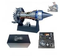 Simulation Aircraft Turbojet Engine Rotatable Model, Adjustable Speed Tr900 Turbofan Aircraft Turbojet Model Engine with Light with LED Light(Combination Blue Light)