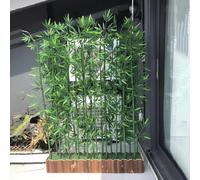 Simulation Bamboo Faux Tree Privacy Partition Wall - Indoor & Outdoor Decorative Fence(90x18x18.5cm-16 Pole 1m Tall)