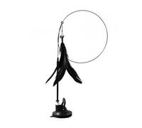 Simulation Bird, Interactive Feather Bird with Bell Toy for Cats with Suction Cup for Smooth Surfaces, Interactive Cat Toy with Feathers, a Cat Stick, a Wand (Black, One Size)