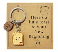 Simulation Bread Toast Keychain for Women New Job Gifts Congratulations Gift Good Luck Charms New Beginnings Divorce Gifts for Women Cute Breakup Goodbye for Coworkers Going Away Gift (New Beginning)