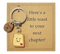 Simulation Bread Toast Keychain for Women New Job Gifts Congratulations Gift Good Luck Charms New Beginnings Divorce Gifts for Women Cute Breakup Goodbye for Coworkers Going Away Gift (Next Chapter)