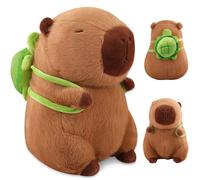 Simulation Capybara Plush Toy, 33 cm Capybara Wearing Turtle, Cute Capybara Plushie, Simulation Animal Capybara Dolls, Capybara Stuffed Toy, Capybara Cuddly Toy for Birthday Gift (M1)