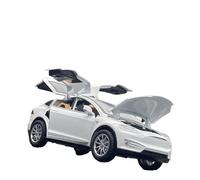 Simulation car retro car model 1:24 Fit for Tesla for Model X SUV Alloy Die-cast Metal Vehicle Model Collection not include batteries(White)