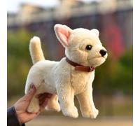 Simulation Chihuahua dog plush toy, stuffed animal doll. There is aluminum wire in the four limbs and it can stand firmly. (There is no aluminum wire in the four limbs and it cannot stand stably.)